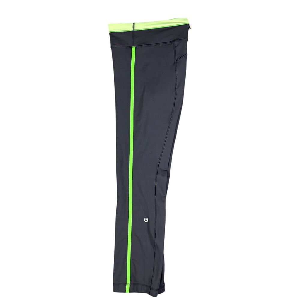 Lululemon Athletica Yoga Activewear Stretch Pockets Black Green‎ Pants Women 6